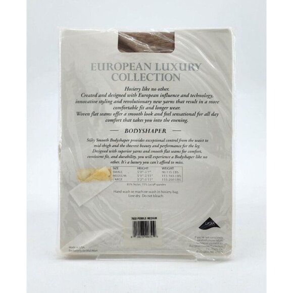 x2 European Luxury Collection Silky Smooth Bodyshaper Pantyhose Pebble Sz Medium - Picture 9 of 9
